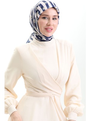 Karaca Soft Eşarp 81057-14 Koyu Lacivert Beyaz