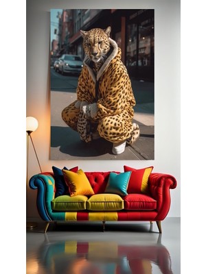 Özkacar Group Gangsta Kaplan V11 Ev Duvar Salon Güzellik Salonu Ofis Dükkan Dekarasyon Kanvas Tablo