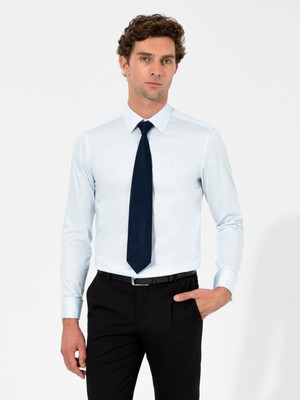 Cacharel Erkek Açık Mavi Slim Fit %100 Pamuk Klasik Yaka  Basic Gömlek 50261220-VR003