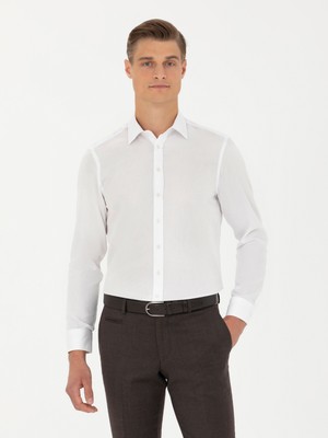 Cacharel Erkek Beyaz Slim Fit Uzun Kollu Gömlek 50282392-VR013