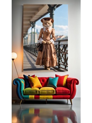 Özkacar Group Kedi Hanım V1 Ev Duvar Salon Güzellik Salonu Ofis Dükkan Dekarasyon Kanvas Tablo