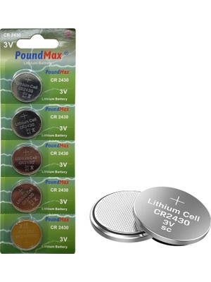 5 Adet 2430 CR2430 DL2430 3V Poundmax Lityum Düğme Pil, Uzun Raf Ömrü, Küçük Elektronik Cihazlar Için Uzaktan Kumandalar, Teraziler, Akıllı Ev Cihazları, Ölçüm Cihazları ve Hesap Makineleri