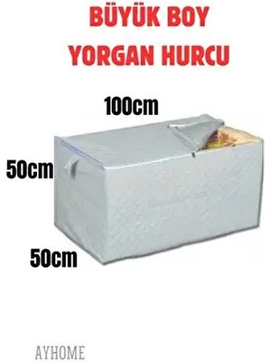 Gri Renk Hurç Büyük Boy Yorgan Döşek Yastık Battaniye Elbise Hurcu 100 x 50 x 50 cm Organizer Hurç