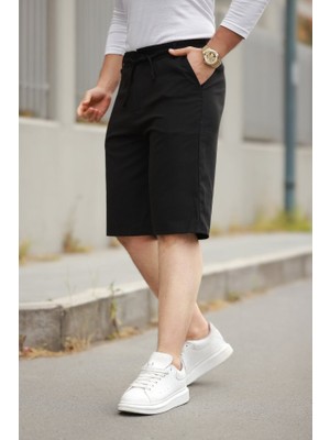 Erkek Beli Bağcıklı ve Düğmeli Bezayağı Kumaş Şort