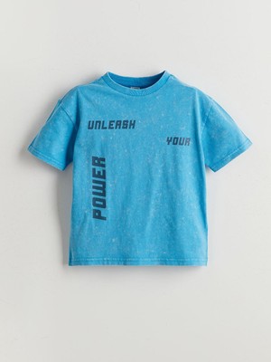 Bisiklet Yaka Baskılı Erkek Çocuk Tişört  (S5)