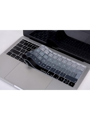Laptop Macbook Pro Klavye Koruyucu Ombre (Uk-Eu Ingilizce) 13INÇ A1708-12INÇ A1534 ile Uyumlu Siyah Gri