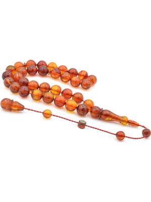 Ismail Karasapan Imzalı Küre Kesim Kahve Turuncu Sıkma Kehribar Tesbih