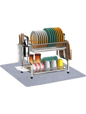 Gri Çok Amaçlı Su Emici Altlık, Bulaşık ve Mutfak Gereçleri Için Pratik Mat