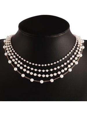 Şıklığınızı Tamamlayacak 4 Katmanlı Incili Kadın Kolye