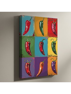 Pop Art Biçiminde Baharatlı Biber Illüstrasyonu Tablosu