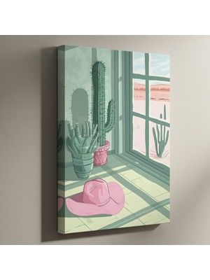 Kaktüs ve Kovboy Şapkası Modern Sanat Tablosu