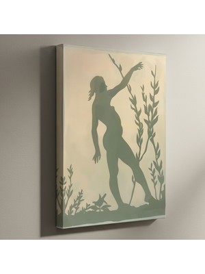 Soyut Kadın Figürü ve Bitkisel Desenler Tablosu