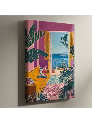 Akdeniz Manzaralı Eklektik Illüstrasyon Tablosu