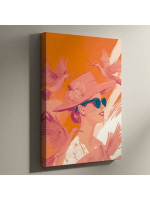 Kadın ve Kuşlar Soyut Sanat Tablosu