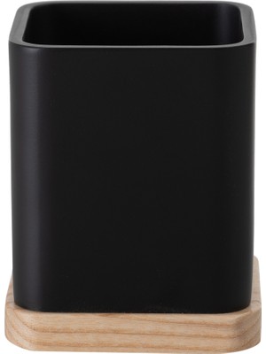 Şık Siyah Diş Fırçalığı, 8,2X8,2X10 Cm, Modern Tasarım