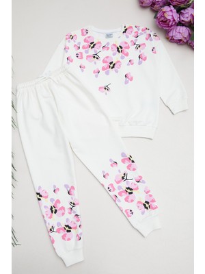 Çiçek Baskılı Beli Lastikli Kız Çocuk 2 Li Takım