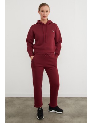 3 Iplik Üçgen Metal Armalı Kapüşonlu Sweatshirt