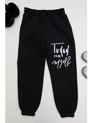 3 Iplik Yazı Baskılı Kız Çocuk Eşofman Altı