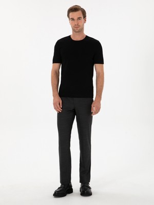 Cacharel Erkek Siyah Slim Fit Bisiklet Yaka Triko T-Shirt 50314608-VR046