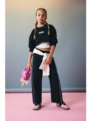 DeFacto Wide Leg Esnek Bantlı Paça Paraşüt Pantolon Kız Çocuk E6186A825AU