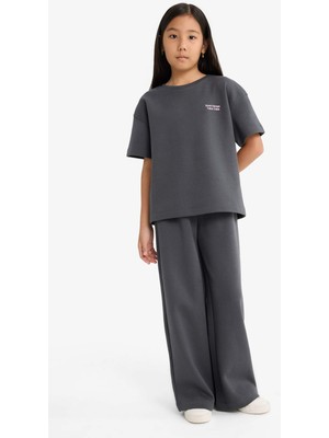 DeFacto Kız Çocuk 2'li Takım Baskılı Kısa Kollu Tişört Eşofman Altı G2842A825AU