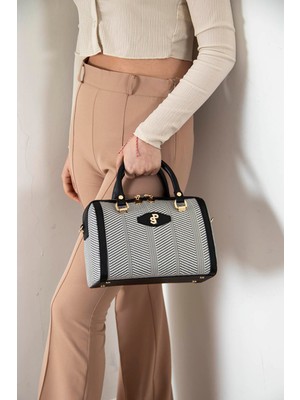 Silver Polo Kadın El Çantası Siyah Beyaz - Siyah NV1091