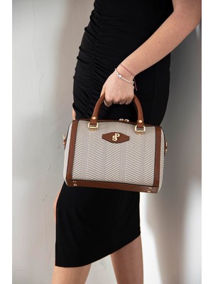 Silver Polo Kadın El Çantası Bej - Taba NV1091