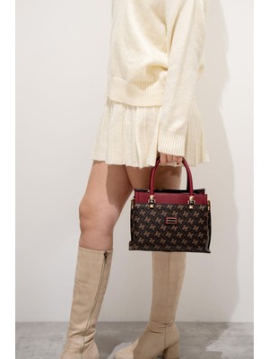 Silver Polo Silver  Polo Kahve Sarı - Bordo NV826 Kadın El Çantası