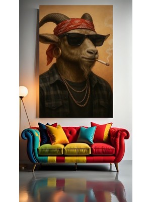Özkacar Group Hippi Keçi V1 Ev Duvar Salon Güzellik Salonu Ofis Dükkan Dekarasyon Kanvas Tablo