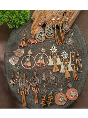 Bohem Tarz El Yapımı Vintage Küpe Özel Tasarım Takı