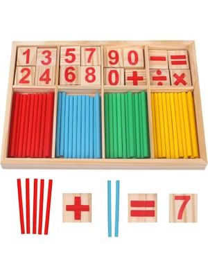 Hamaha Ahşap Matematik Çubukları & Rakam Blokları Seti – Sayma, Işlem ve Şekil Kurma (Montessori, 3+)