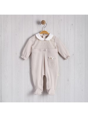 Cepte Çiçek Aksesuarlı Bebe Kız Tulum