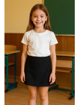 06-14 Yaş Kız Çocuk Kapaklı Etek - Siyah