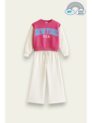 Kız Çocuk New York Baskılı Ikili Takım 4-12 Yaş 12077