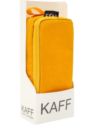 Krinkıl Kumaş Yıkanabilir Çift Bölmeli Gözlü Kalemlik Kalem Kutusu 01105 - Sarı