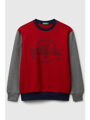 United Colors Of Benetton Erkek Çocuk 3J68C10PZ-25K Sweatshirt Kırmızı