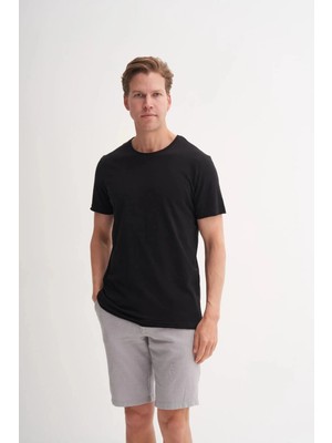 Cazador Slim Fit Bisiklet Yaka Pamuklu Düz Tişört 4280