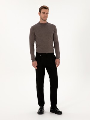 Cacharel Erkek Siyah Carrot Fit Flanel Kanvas Pantolon 50308722-VR046