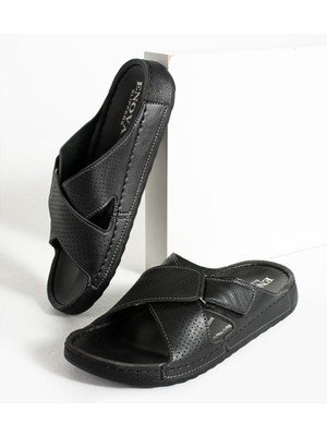 Enova Birrbazaar Erkek Ortopedik Taban Ayarlanabilen Cırtlı Dikişli Şık Içeri Dışarı Deri(Suni) Terliği