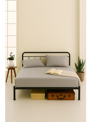 Gri Çarşaf Takımı | Tek Kişilik, Çift Kişilik, Battal Boy - Pamuklu, Ütülenebilir Terletmez