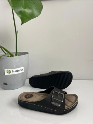 Apella Tek Tokalı Anne Terlik Ortopedik Tabanlı Siyah Günlük Kullanım İçin Konforlu Tasarım