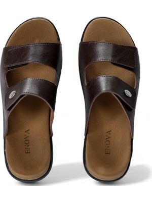  Her Gün Kullanıma Uygun Ortopedik  Erkek Deri Terlik