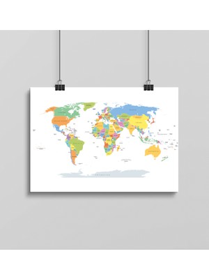 Rosaart Çerçevesiz Poster Dünya Haritası, Dijital Baskı Dünya Haritası Posteri, Ofis, Salon Dekorasyon Harita Posteri