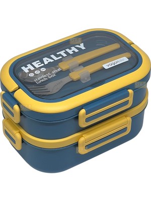 Vagonlife Bento 1650ML Lunchbox Yeni Koleksiyon 2 Katlı 3 Bölmeli Paslanmaz Çelik Sefer Tası Yemek Kutusu