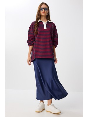 Uzun Saten Etek LGK0008 Lacivert