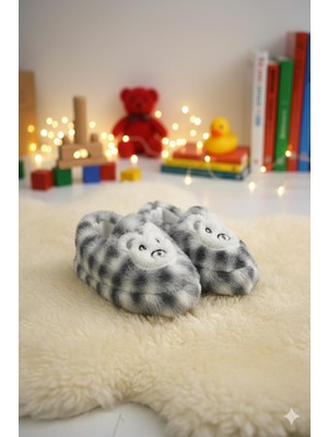 Dama Desenli Kaydırmaz Taban Kreş Ev Okul Ayakkabısı Bebek Çocuk Panduf Ev Botu