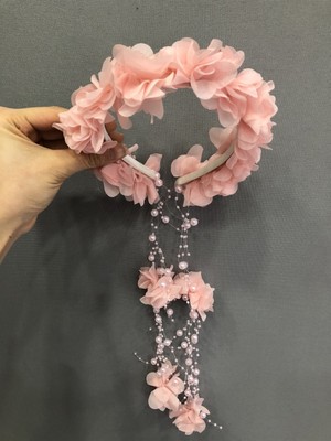 Pudra Lazer Çiçekli Taç