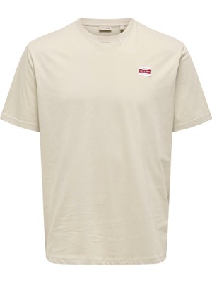 Only & Sons Erkek Yuvarlak Yaka Regular Fit Bej T-Shirt - 22033190