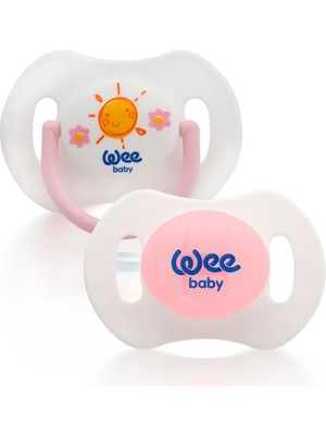 Wee Baby 2'li Gece Gündüz Damaklı Silikon Emzik 0-6 Ay (Saklama Kabı Hediyeli) Pembe