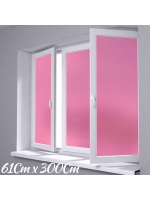 61 cm x 3 Metre Pembe Renk Cam Kumlama, Ofis, Duşakabin ve Balkon Camı Buzlu Kaplama Folyosu